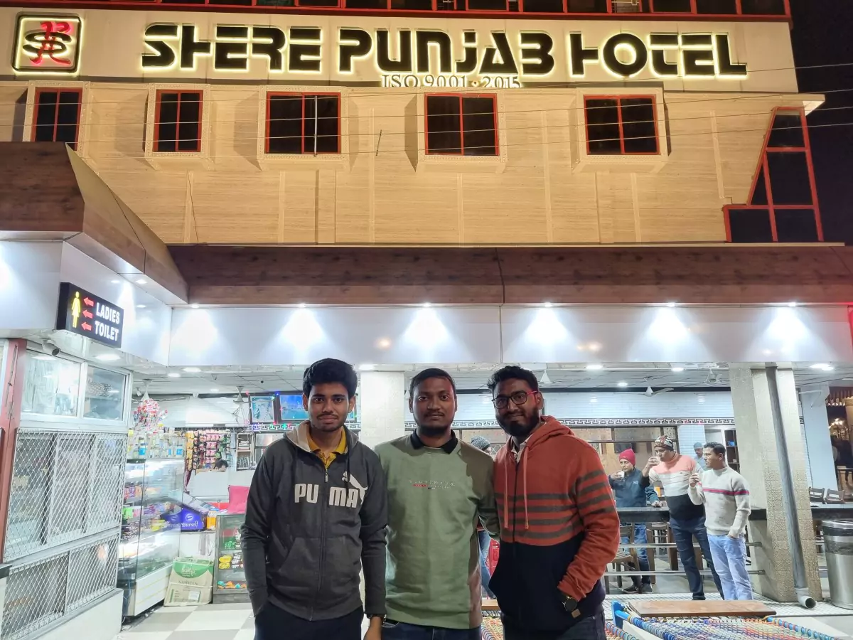 Riazul, Asad Da and Munna Da in front of Shere Punjab, Kolaghat